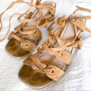 Sandro suede brown lace up sandals